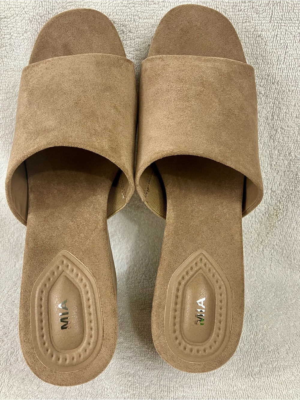 MIA Tan Suede Slide Mules